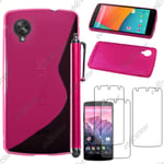 Housse Etui Coque Silicone S-line Rose LG Nexus 5 E980 + Stylet + 3 Film écran