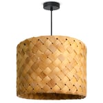 Paco Home - Suspension led Lampe à Suspension Salon Chambre à Coucher Abat-jour Papier E27 Lampe à suspension - Noir, Holz (Ø35cm) (de)