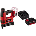 Einhell Cloueuse sans fil TE-CN 18 Li-Solo Power X-Change (li-ion, 18V, combiné agrafeuse + cloueuse, jusqu’à 20 coups par minute, incl. 300 clous et 300 agrafes) avec Chargeur et Batterie 4,0Ah