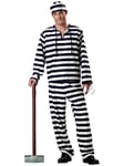 Jailbird Prisoner Convict Cell Jail Inmate Stripped Deluxe Adult Mens Costume