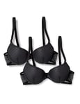 Iris & Lilly Soutien-Gorge Push-Up en Maille Femme, Lot de 2, Noir, 100B