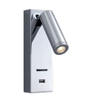 Sarah LED vegglampe for fast montering, USB-utgang