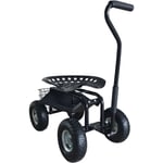 AG22 Siège de jardin sur roues en Noir Tabouret pour jardinier avec bac de rangement Chariot pour le jardinage en métal avec charge max. 150 kg - AXI