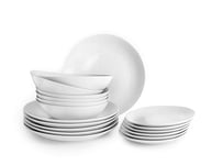 IBILI - Service de table 18 pièces Bologne blanc, assiettes en porcelaine pour 6 personnes