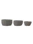 Bloomingville - Set of 3 - Fioria Flowerpot Grey Polyrattan (82056823)