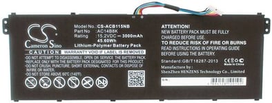 Kompatibelt med Acer Chromebook 15 CB5-571-C9DH, 15.2V, 3000 mAh