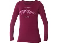 Brubeck Ls14150a Långärmad T-Shirt, Dam Outdoor Wool Pro Plommon Xl - Mountains 3