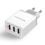 Wozinsky Quick Charge QC 3.0 3x USB 30W, valkoinen (WWC-01)