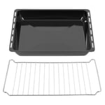 ICQN 45,5 x 37,5 cm - Lot de plaques de cuisson et grilles de cuisson émaillées de 6 cm de profondeur - Grille de four chromée pour four et cuisinière - Anti-rayures et inoxydable - 455 x 375 x 60 mm