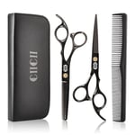 CIICII Hairdressing Scissors Set, Professional Hair Cutting Scissor Barber Kit (Hair Beard Trimming Shaping Grooming Thinning Shears) for Men Women Hairdressers Home Salon Haircut Kit (Black)