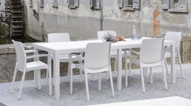 Dmora Table d'extérieur rectangulaire extensible, Made in Italy, couleur blanche, Dimensions 150 x 72 x 90 cm (extensible jusqu'à 220 cm)