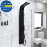 Thermostatic Bathroom Shower Tower Panel Column Body Jets Twin Head Matt Black