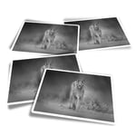 4x Rectangle Stickers - BW - Caracal African Lynx Cat #38978