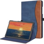 FINTIE Coque pour Samsung Galaxy Tab A9 Plus (Tab A9+) 11 Pouces 2023 (SM-X210/X216/X218), Housse Folio et Multipositions, Etui avec Poche de Document, Bleu/Marron