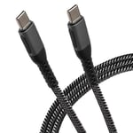 Maplin Braided USB C to USB C 60W Cable Grey Black, 1m, for Apple MacBook, iPad Pro, iPad Air, iPhone 15, Samsung Galaxy phones, Microsoft Surface, Google Pixel, Honor and more