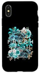 Coque pour iPhone X/XS Bleu sarcelle Aqua Fresh BloomTeal Aqua Graphic