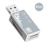 Lecteur de cartes mémoire USB 2.0 2 en 1,adaptateur haute vitesse pour Micro SD SDXC T-Flash TF - Type Silver