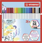 Feutre pinceau - STABILO Pen 68 brush- Pochette x 24 feutres- coloris assortis