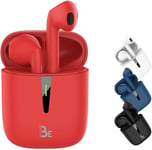 Be Pop Bluetooth 5.1 Tws - Casque Stéréo 3D Hd Sans Fil, Autonomie De Batterie 12H, Boîtier De Charge Led, Facile À Connecter, Micro Intégré, Léger Et Confortable Pour Iphone/Android (Rouge)