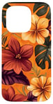 Coque pour iPhone 15 Pro Motif bordeaux tropical orange vif