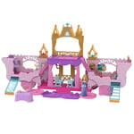 Mattel Princesses Disney Calèche et Château Coffret transformable avec mini-poupée Aurore, 3 niveaux, 6 espaces de jeu, 4 figurines, mobilier et accessoires HWX17