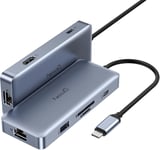 Hub USB C 140 W,7 en 1 avec lecteur SD TF 4.0 haute vitesse,HDMI 4K @ 60 Hz,USB A et USB C,Ethernet RJ45 Gigabit,port PD3.1 140 W,pour MacBook Pro 16"" M3 Pro et autres ordinateurs portables,.[W995]