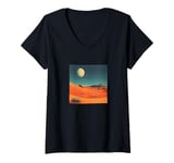 Womens Desert With Red Sand Vintage Landscape Graphic V-Neck T-Shirt