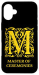 Coque pour iPhone 16 Plus Master of Ceremonies MC Vintage Gold Letter M