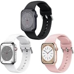 Supore Bracelet pour Apple Watch 38mm 40mm 41mm 42mm 44mm 45mm 49mm, Silicone Souple Sport Replacement Bracelet pour iWatch Series 8/7/6/5/4/3/2/1/SE