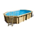 Piscine en bois octogonale Ubbink Océa 5,50 x 3,55 x 1,20 m - Liner Bleu - Bleu