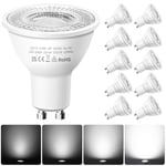 Nottac GU10 LED Spotlight Bulbs, Dimmable Cool White 6500K 4.9W Energy Saving Light Bulbs, (Equivalent to 50W) Halogen Spotlight Bulbs, 220-240V 350LM, 38° Beam LED Bulbs for Ceiling, Pack of 10