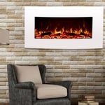 Cheminee electrique murale blanche effet flammes LED Venezia 2000W télécommande