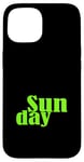 Coque pour iPhone 15 Graphique vert dimanche jours de la semaine vert graphique