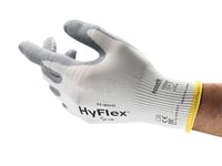 Ansell HyFlex 11-800 Professional Work Gloves, Abrasion Resistant Nitrile Coating with Firm Grip, Multipurpose Protection Gloves, Mechanical and Industrial Safety, White, Size XL (12 Pairs)