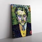 Big Box Art Portrait of Jean Metzinger by Robert Delaunay Canvas Wall Art Print Ready to Hang Picture, 76 x 50 cm (30 x 20 Inch), Green, Black, Blue