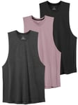 Vislivin 3 Pack Mens Sleeveless Tank Tops Gym Cotton Vest Top Active Athletic Sleeveless Shirts Black/Pink/Dark Gray-M