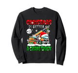 Christmas Is Better On A Crane Truck Santa Driver Colorful Sweatshirt