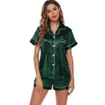 Siden Satin Pyjamas Set Dam Short Sleeve Sleepwear Shorts Set green s