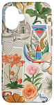 Coque pour iPhone 16 Illustrations exquises de collage mondial de flore et de faune