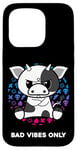 Coque pour iPhone 15 Pro Bad Vibes Only Grumpy Looking Figurine de vache