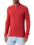 GANT Coton piqué Demi-Fermeture éclair Pull-Over, Iron Red, XL Homme