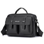 SPAHER Grand Sacoche Homme Bandouliere Sac Bandoulière Homme Sacoche Homme Cuir Véritable Pochette Homme Sac Porté Epaule Sacs Business Sacs à Main Voyage pour Ipad 11 pouces Noir