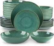 Vancasso Karst Reactive Glaze Dinner Sets, Stoneware Vintage Look Green 32 Set