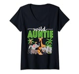 Wild Auntie Zoo Born Two Be Wild B-day Safari Jungle Animal V-Neck T-Shirt