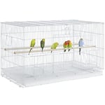 Yaheetech Grande Cage à Oiseaux empilable avec perchoirs pour perroquets, perruches et Autres Oiseaux 77,5 x 46 x 46,5 cm Blanche