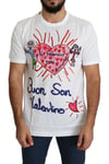 DOLCE & GABBANA T-shirt White Saint Valentine Hearts Print Men IT46/US36/S