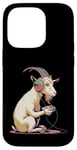 Coque pour iPhone 14 Pro Costume de chèvre en peluche pour enfants Casque de jeu vidéo