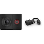 Garmin Dash Cam Tandem, Compact Dual-lens Dash Camera, Two 180-degree Lenses, Dual USB charger included & Garmin Constant Power Cable,Black