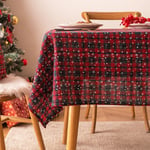 Juldekoration Nyår Bordsduk Pläd Snöflinga Xmas Hem Cover Duk Rektangulär Soffbord Duk Fin Rutig Snöflinga Fine chequered flurr 140x180cm