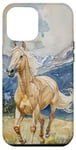 Coque pour iPhone 15 Pro Max Aquarelle Running Palamino Horse in Meadow